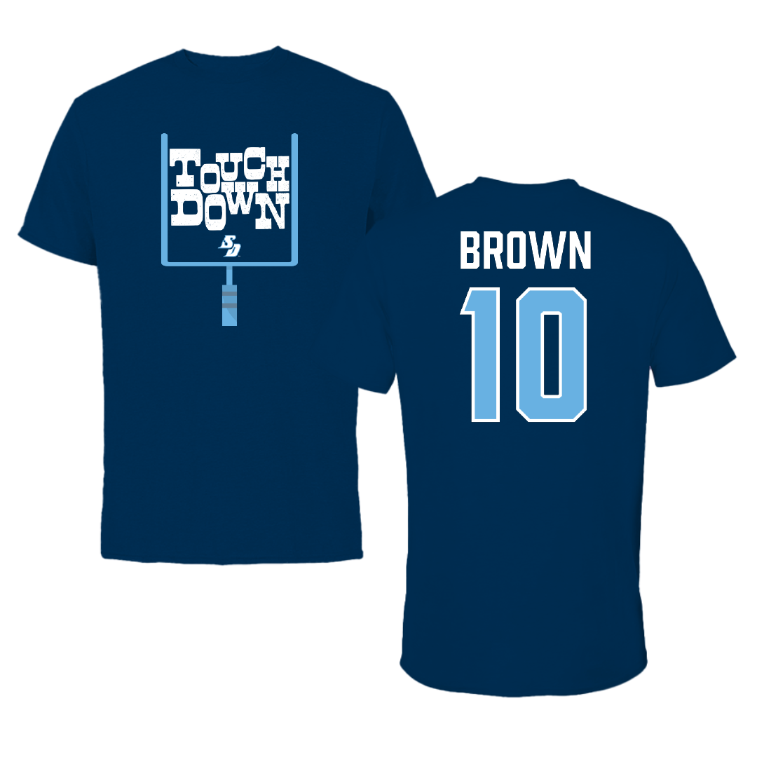 University of San Diego Football Navy Touchdown Performance Tee - #10 Nathan Brown