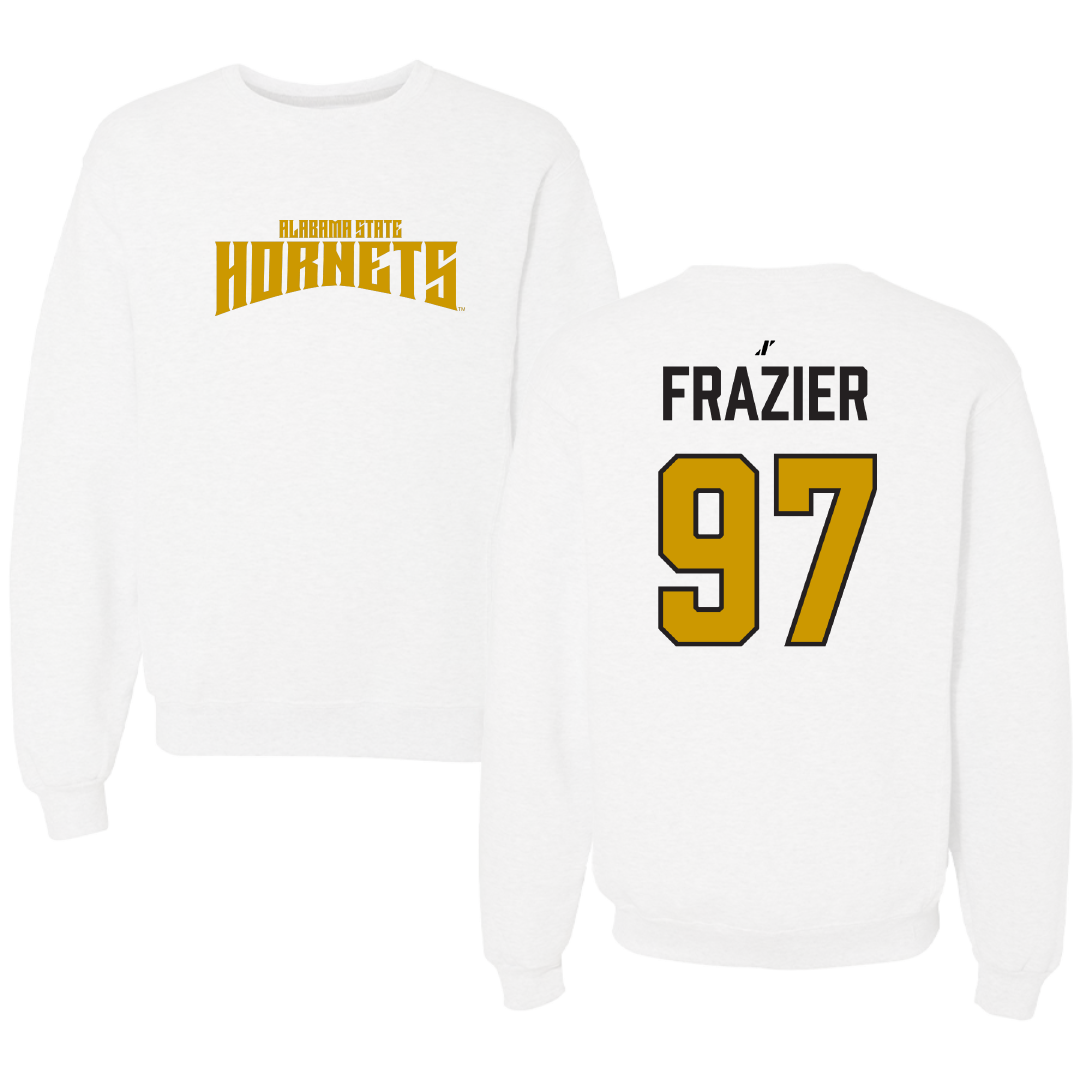 Alabama State University Football White Classic Crewneck - #97 Kendarius Frazier