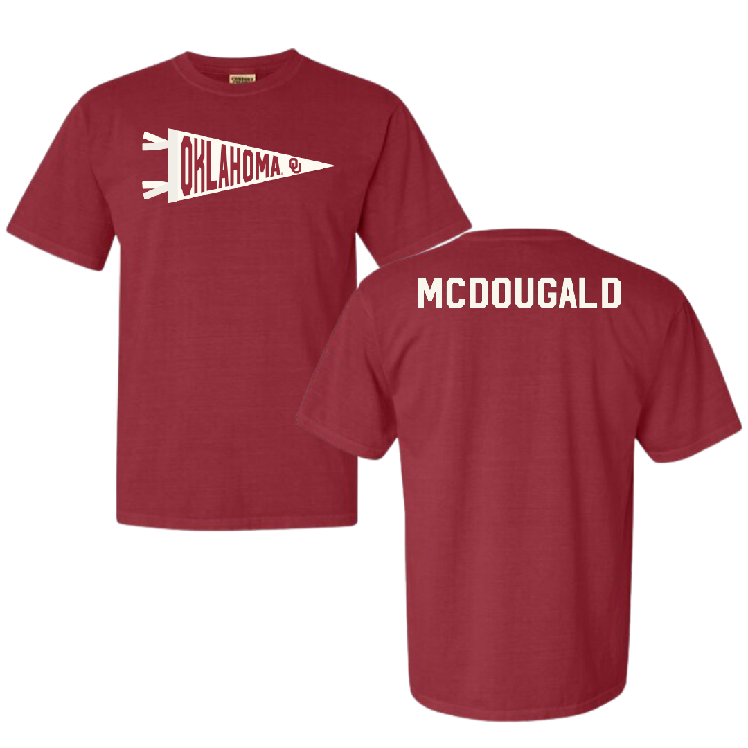 University of Oklahoma Wrestling Crimson Pennant Comfort Colors Tee - Willie McDougald