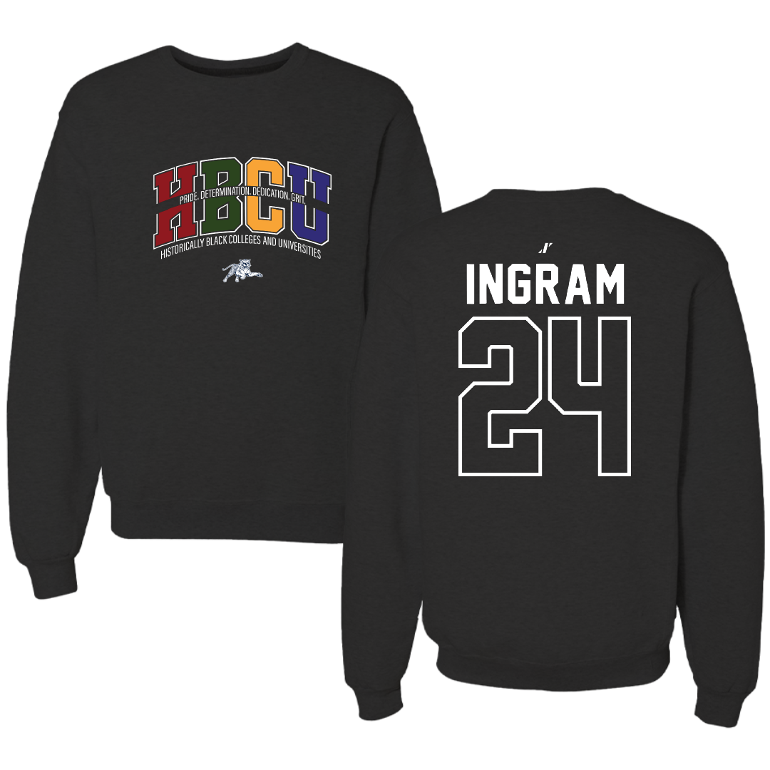 Jackson State University Soccer Black HBCU Crewneck - #24 Willow Ingram