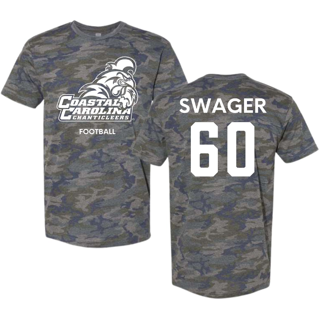 Coastal Carolina University Football Vintage Camo Tee - #60 Mike Swager