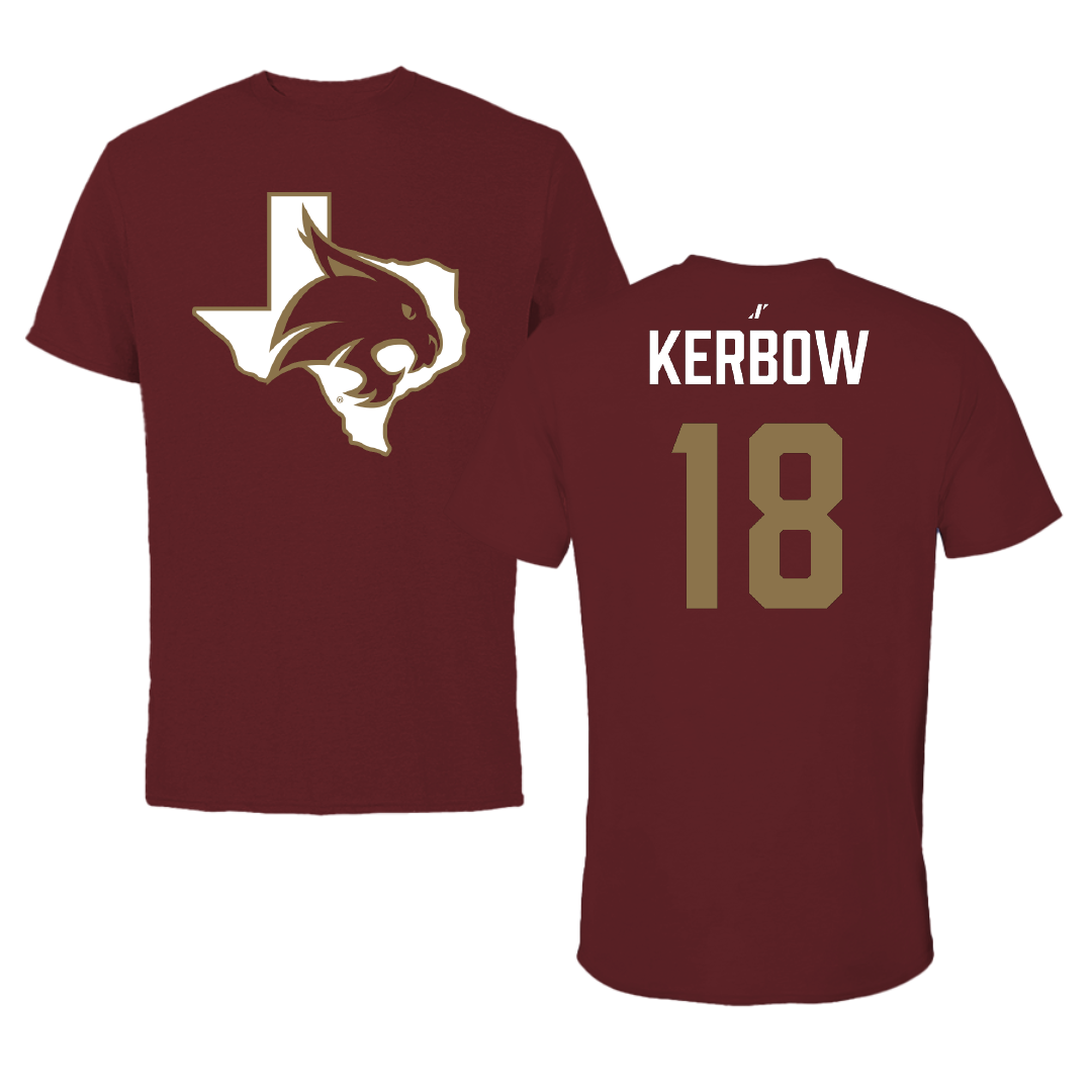 Texas State University Baseball Maroon State Tee - #18 Dylan Kerbow