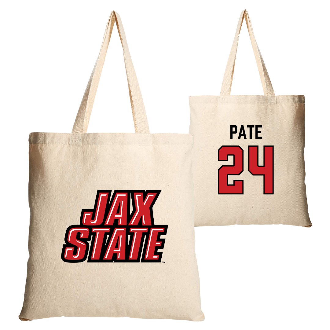 Jacksonville State University Softball Tan Canvas Tote Bag - #24 Ella Pate