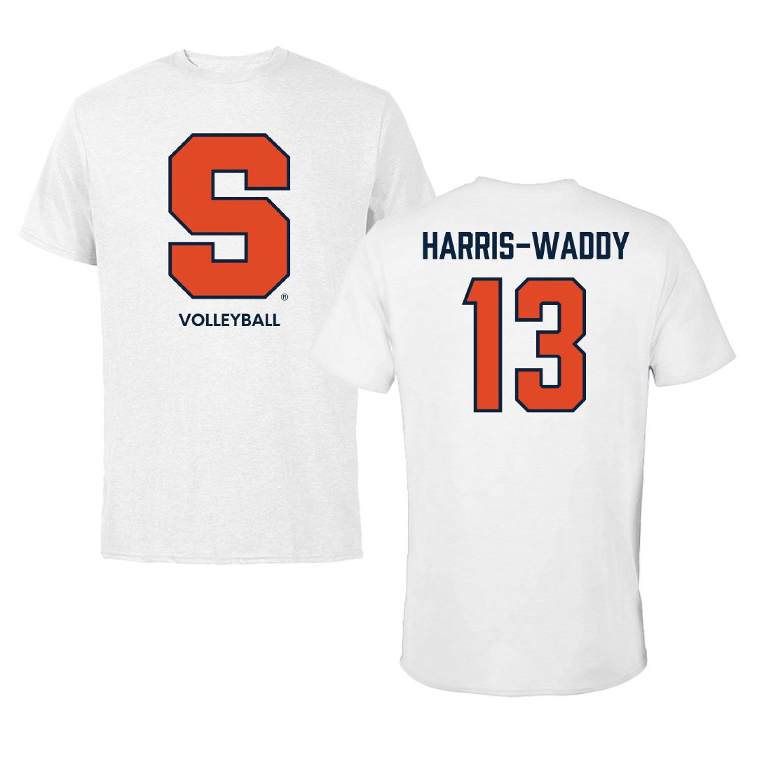 Syracuse University Volleyball (W) White Performance Tee - #13 Zharia Harris-Waddy