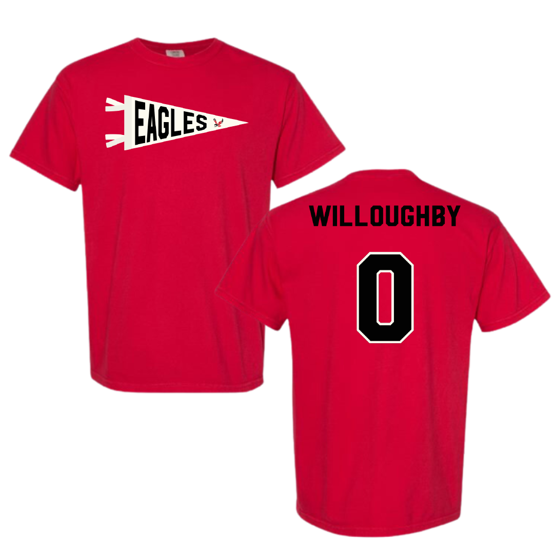 Eastern Washington University Soccer Red Pennant Comfort Colors Tee - #0 Kamryn Willoughby