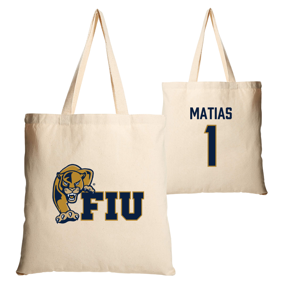 Florida International University Volleyball Tan Canvas Tote Bag - #1 Emily Matias