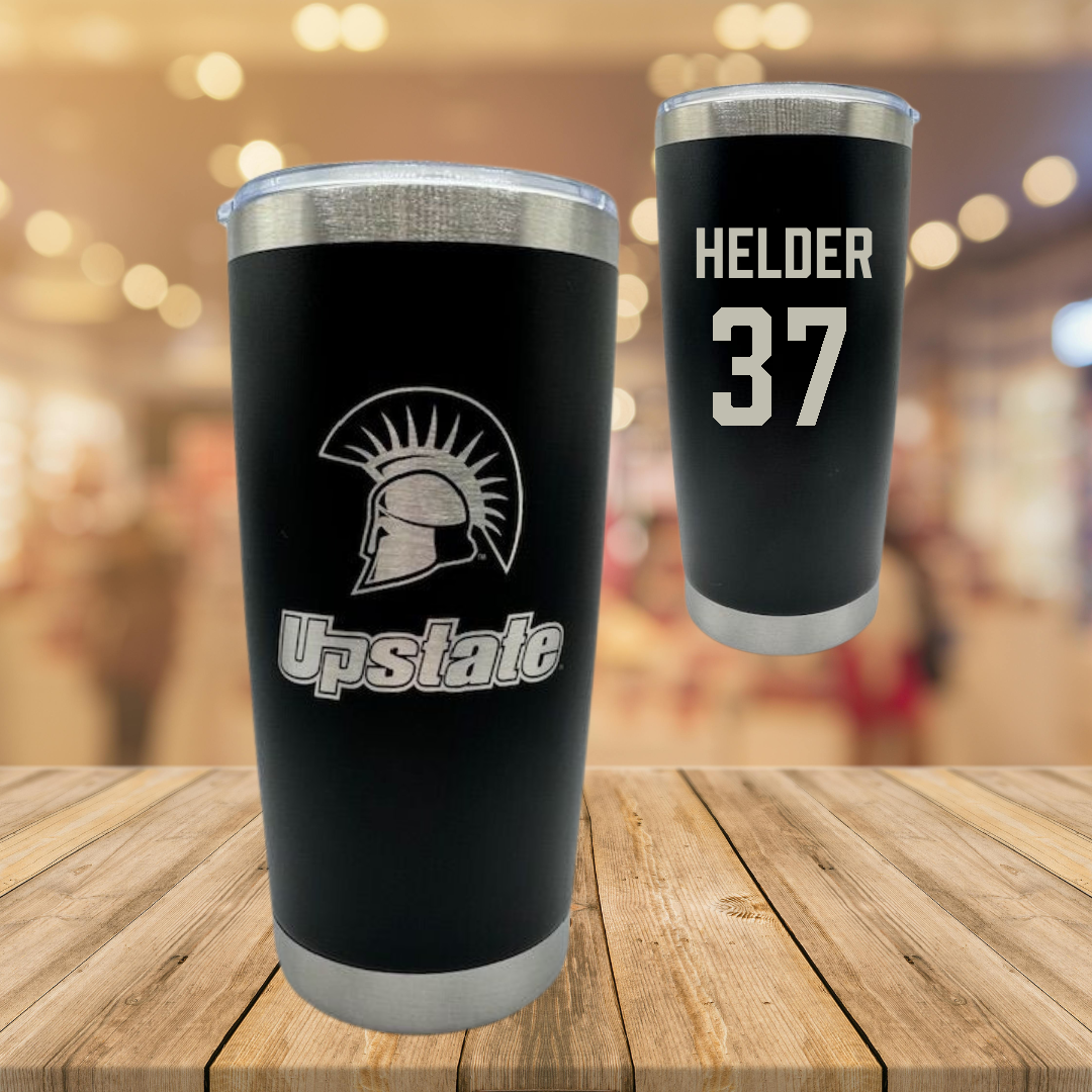 University of South Carolina-Upstate Baseball Black Stainless Steel Tumbler - #37 Gabe Helder