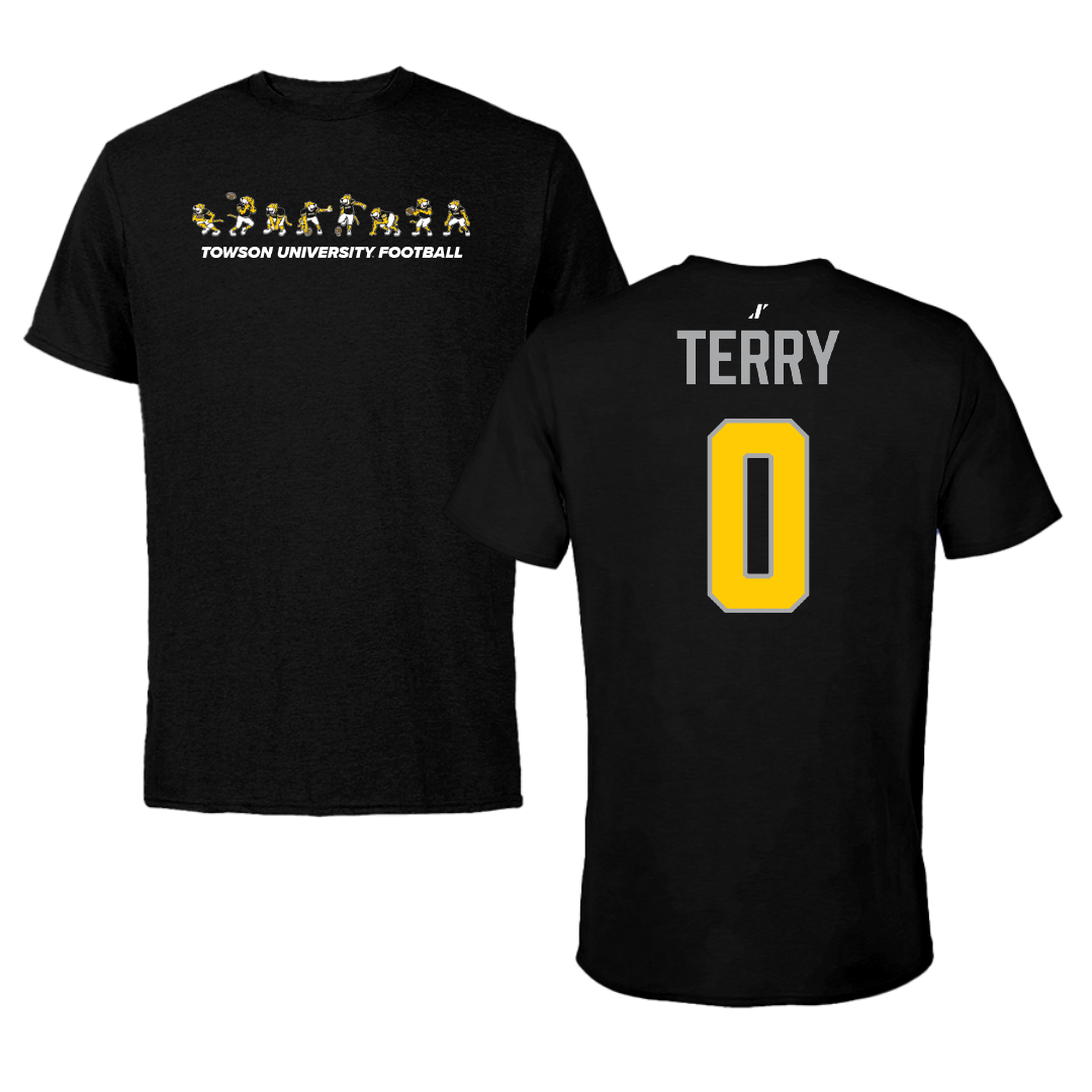 Towson University Football Black Cartoon Doc Team Tee - #0 Xavier Terry
