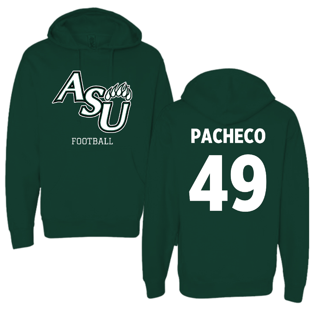 Adams State University Football Forest Green Block Hoodie - #49 Quinton Pacheco