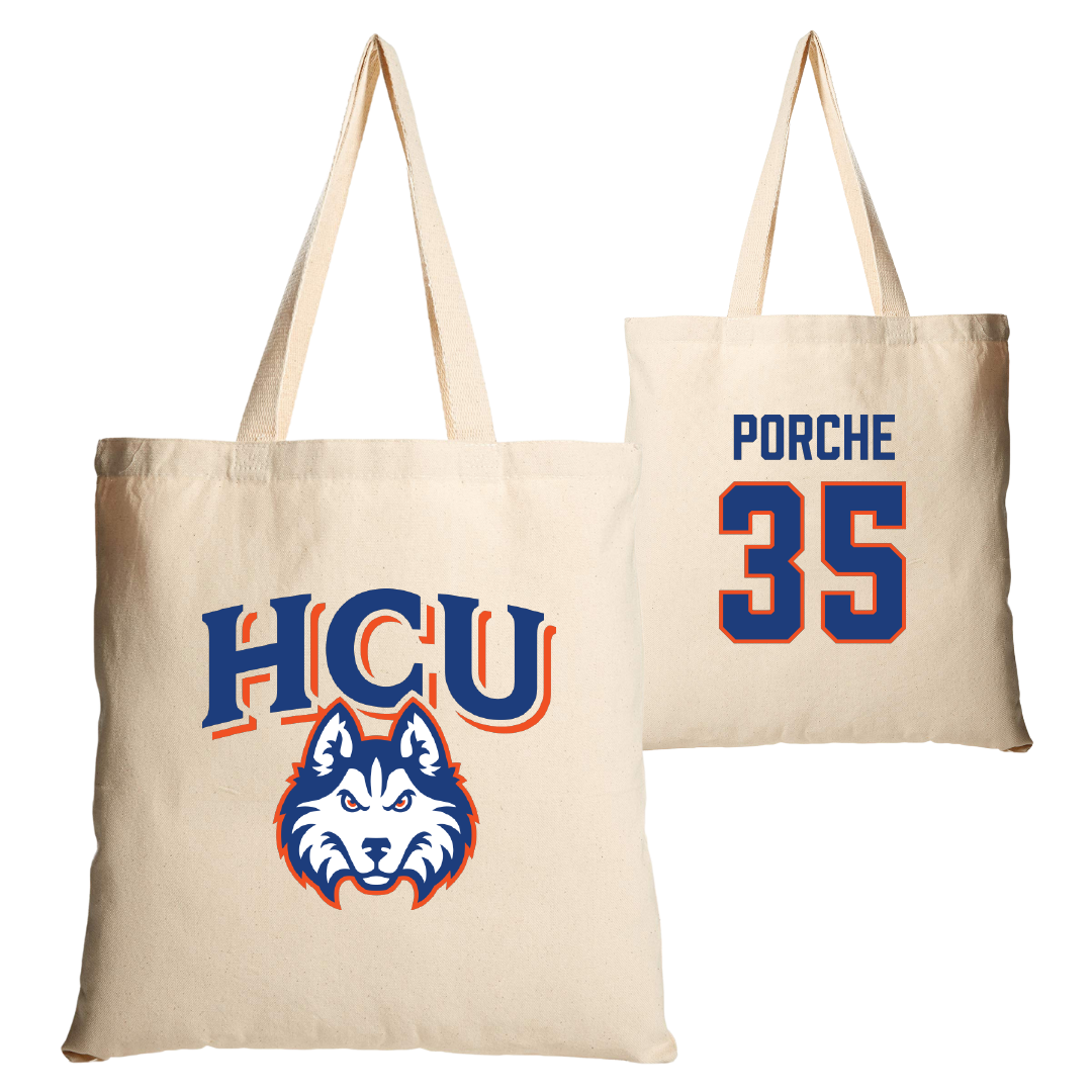 Houston Christian University Baseball Tan Canvas Tote Bag - #35 Ryan Porche