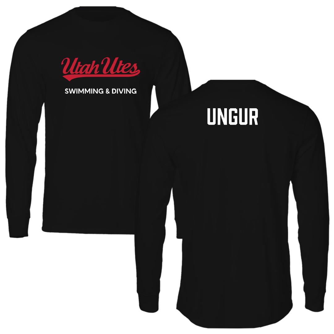 University of Utah Swimming & Diving Black Utes Performance Long Sleeve - Andrei Ungur