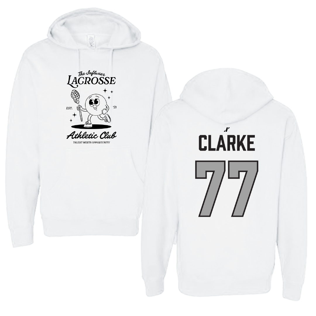 Lacrosse (M) White Influxer Athletic Club Hoodie - #77 Austin Clarke