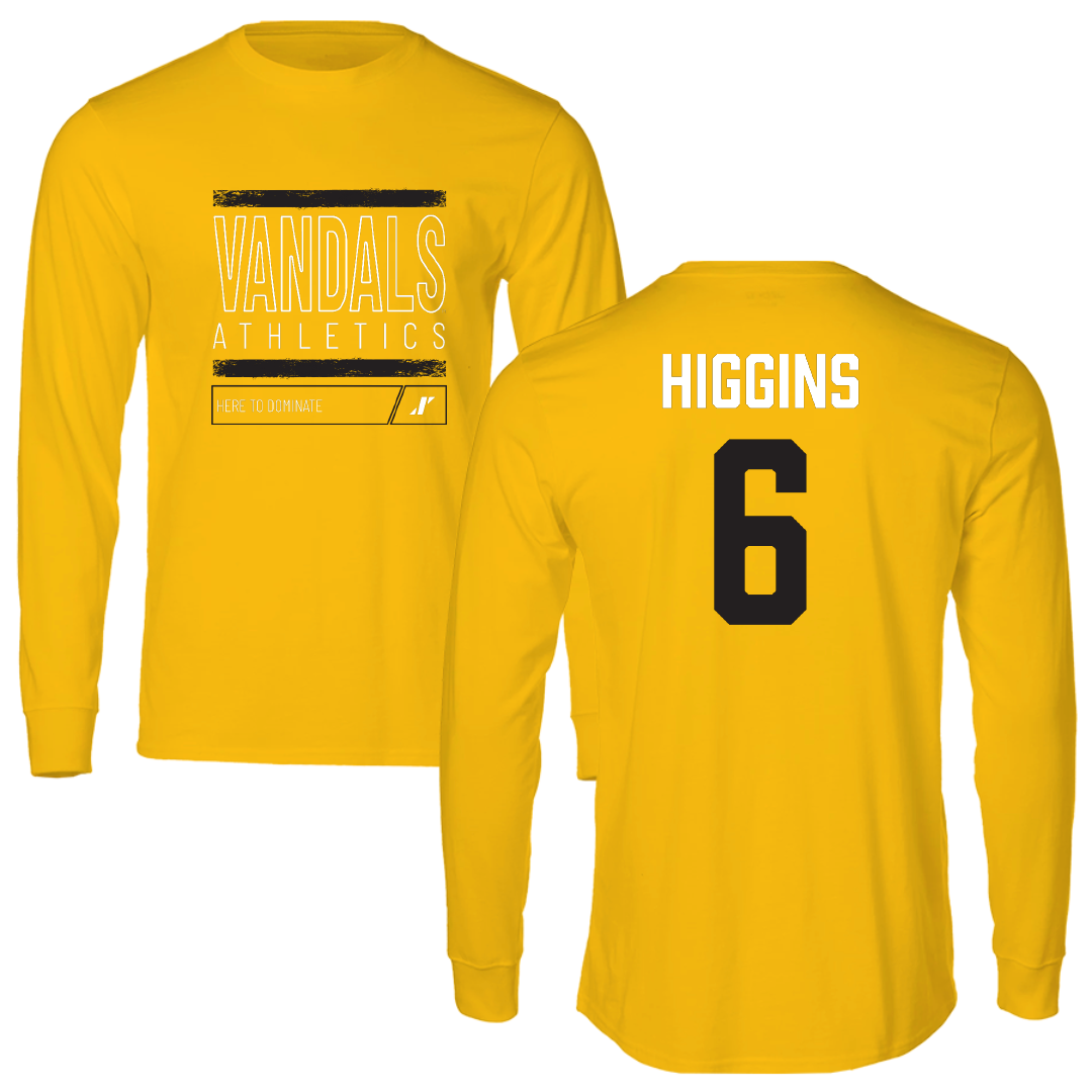 University of Idaho Football Gold Dominate Performance Long Sleeve - #6 Trais Higgins