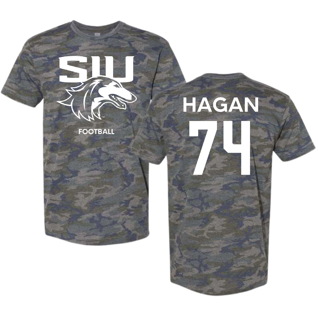 Southern Illinois University at Carbondale Football Vintage Camo Tee - #74 Harris Hagan
