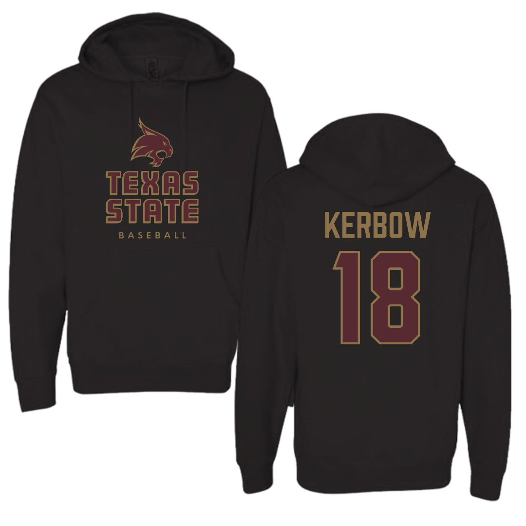 Texas State University Baseball Black Hoodie - #18 Dylan Kerbow