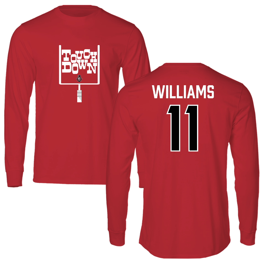 Austin Peay State University Football Red Touchdown Performance Long Sleeve - #11 Brodie Williams
