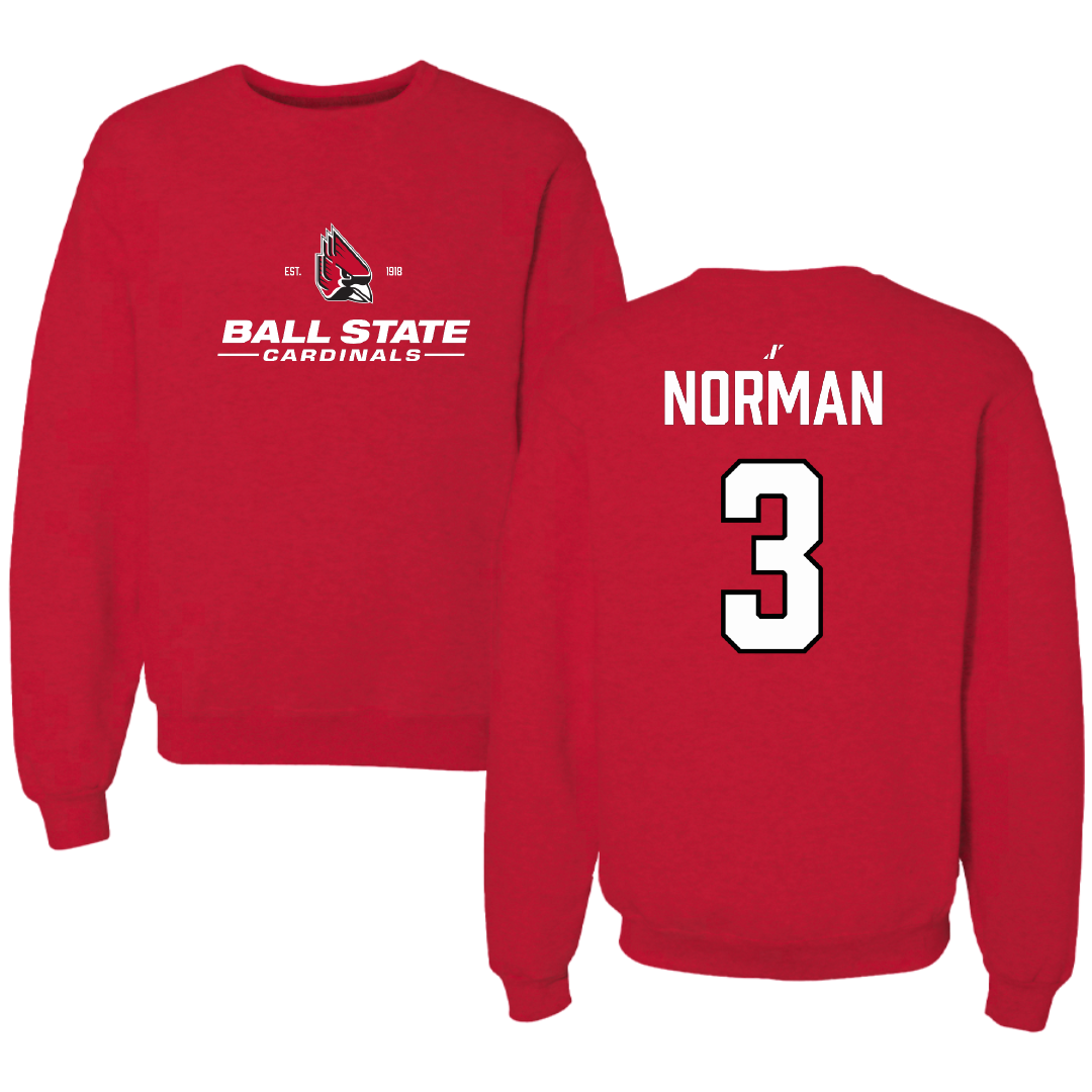 Ball State University Basketball Red General Crewneck - #3 Karsyn Norman