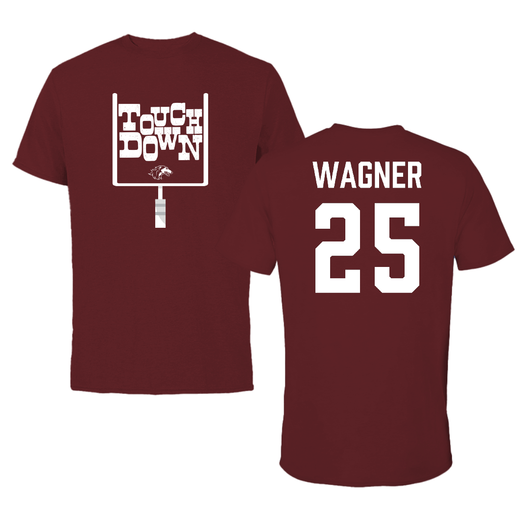 Southern Illinois University at Carbondale Football Maroon Touchdown Tee - #25 Kayleb Wagner