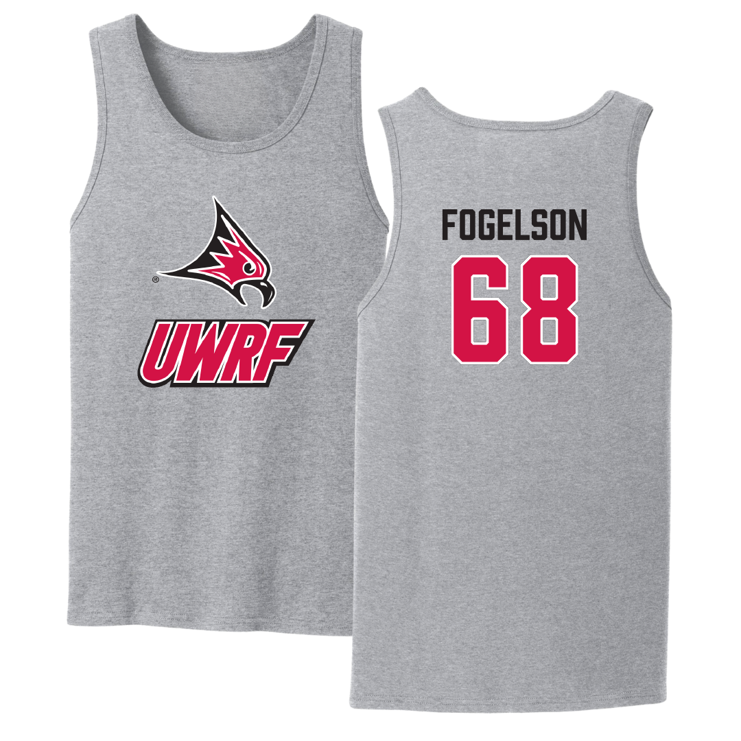 University of Wisconsin-River Falls Football Sport Gray Tank Top - #68 Blake Fogelson