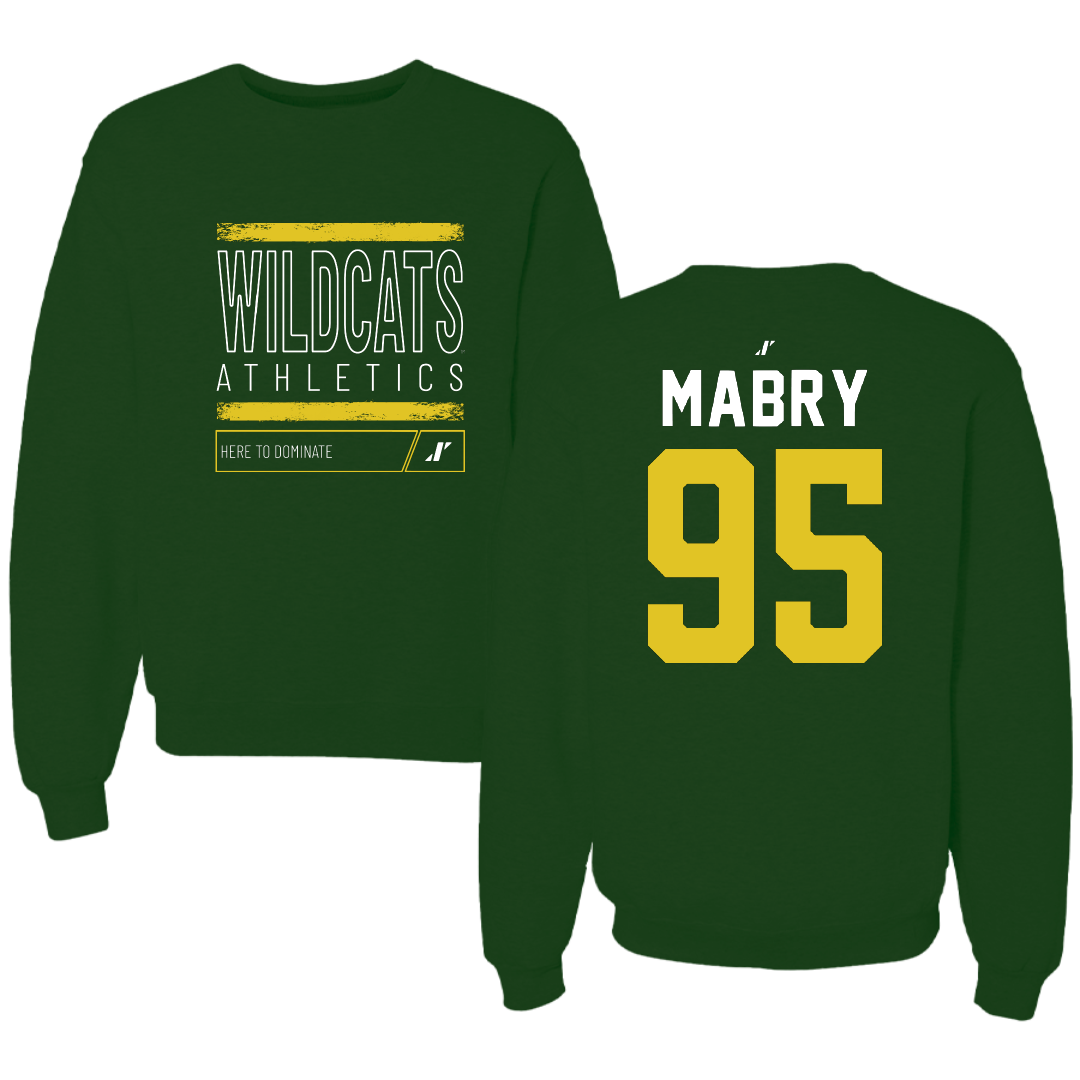 Northern Michigan University Football Forest Green Dominate Crewneck - #95 Jhermari Mabry