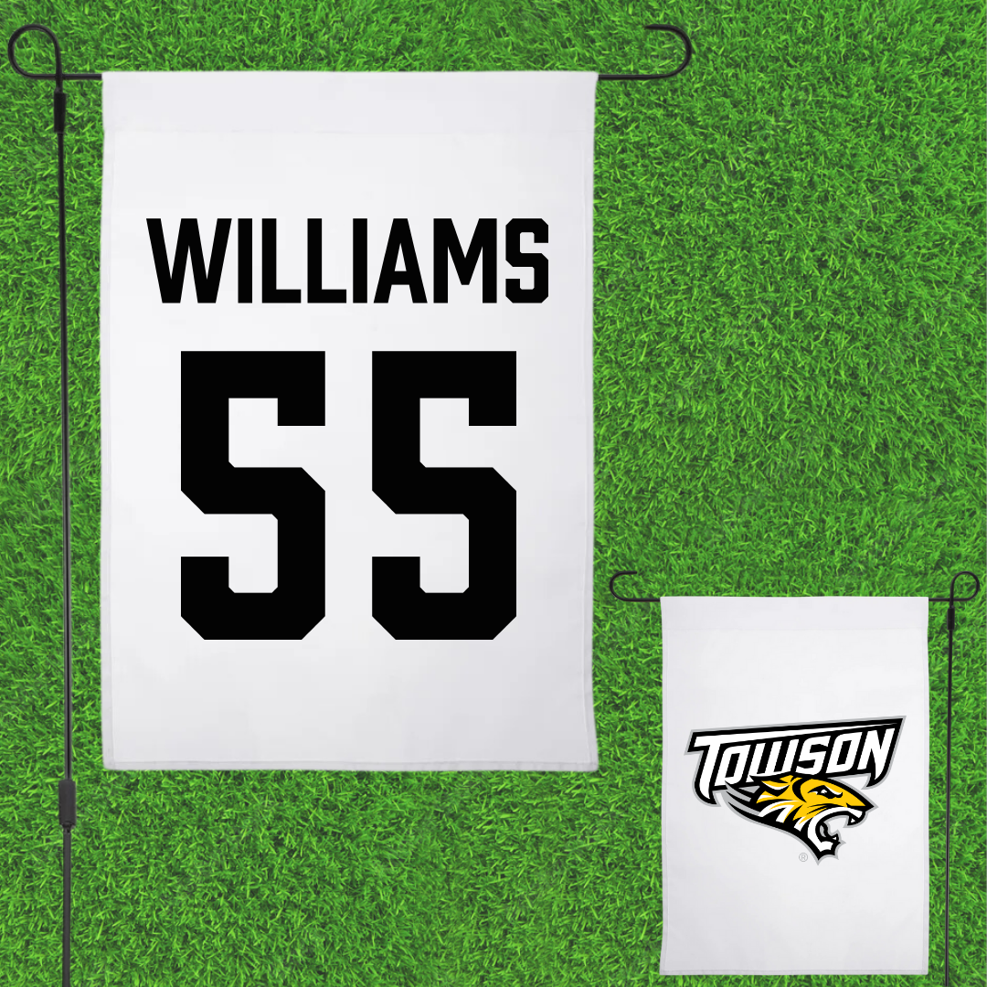 Towson University Football White Garden Flag - #55 Mike Williams