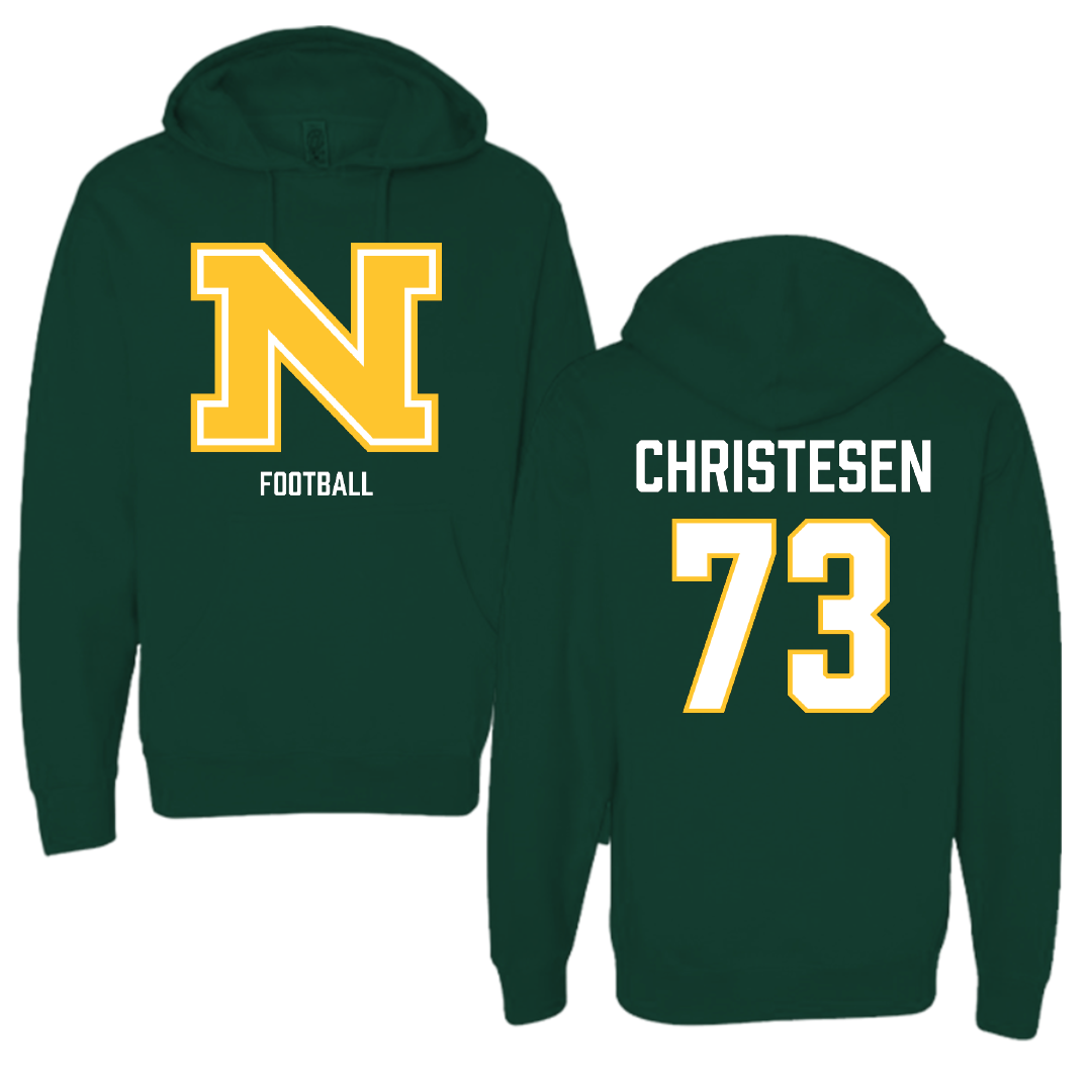 Northern Michigan University Football Forest Green Hoodie - #73 Charlie Christesen