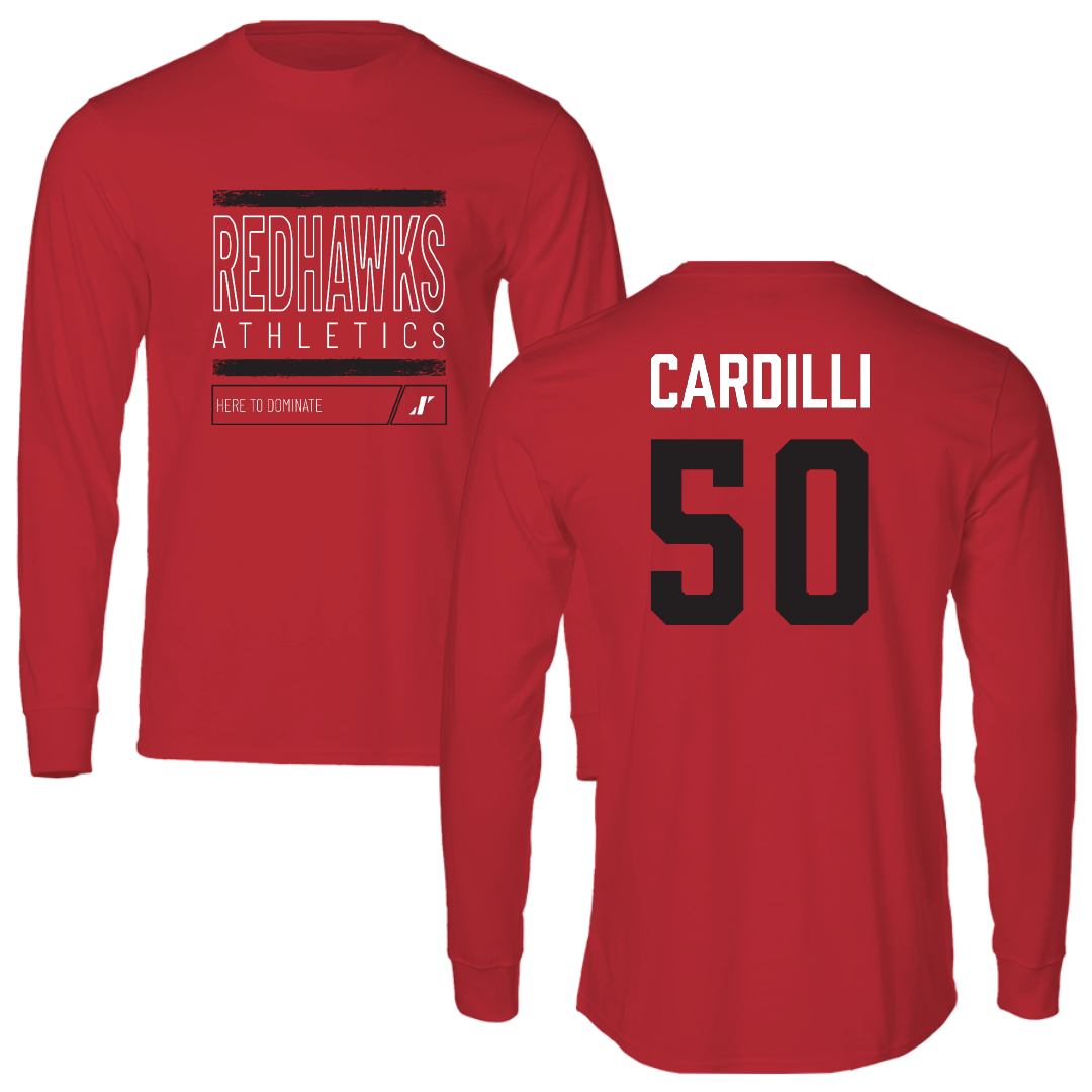 Southeast Missouri State University Football Red Dominate Performance Long Sleeve - #50 Mike Cardilli