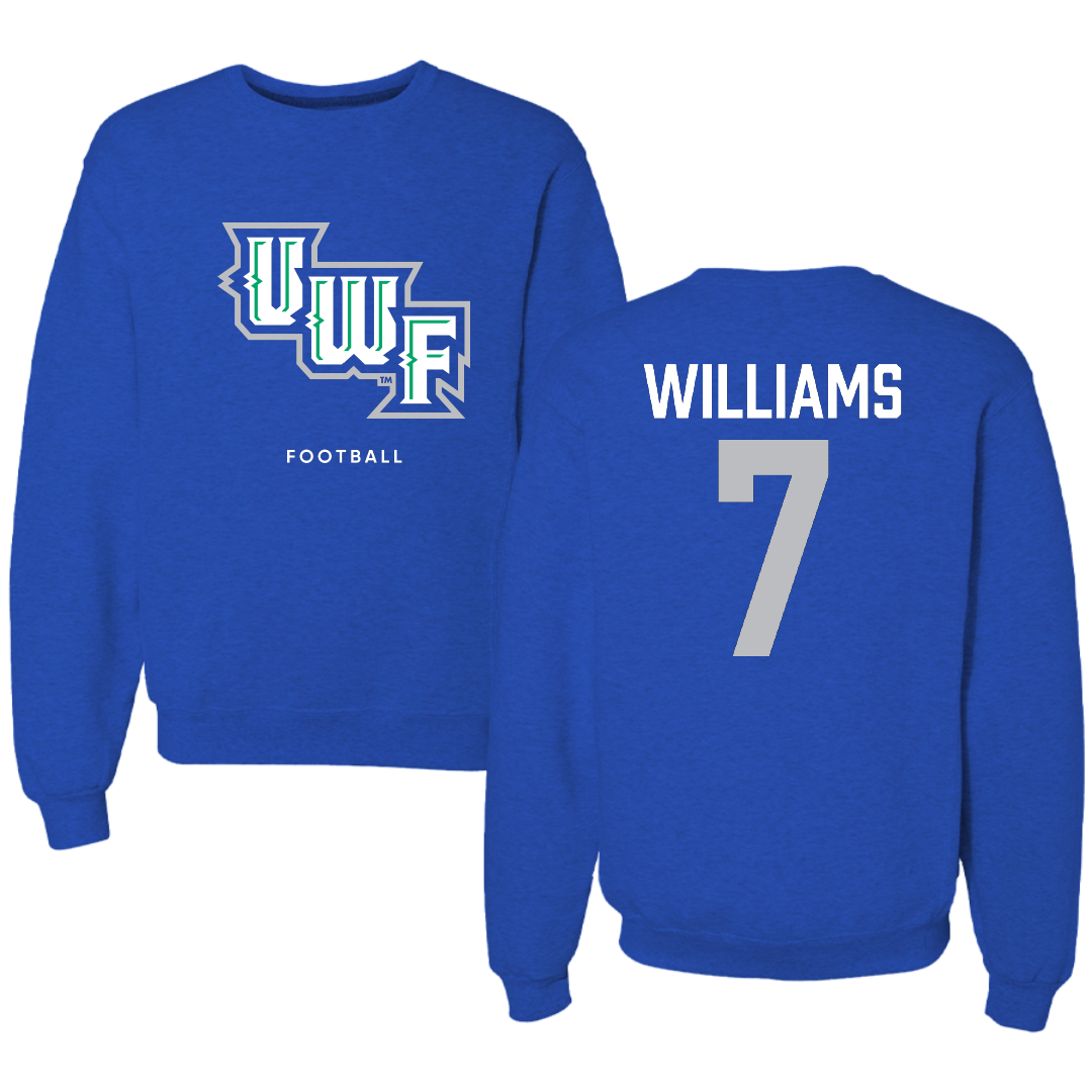 University of West Florida Football Blue Crewneck - #7 Justice Williams