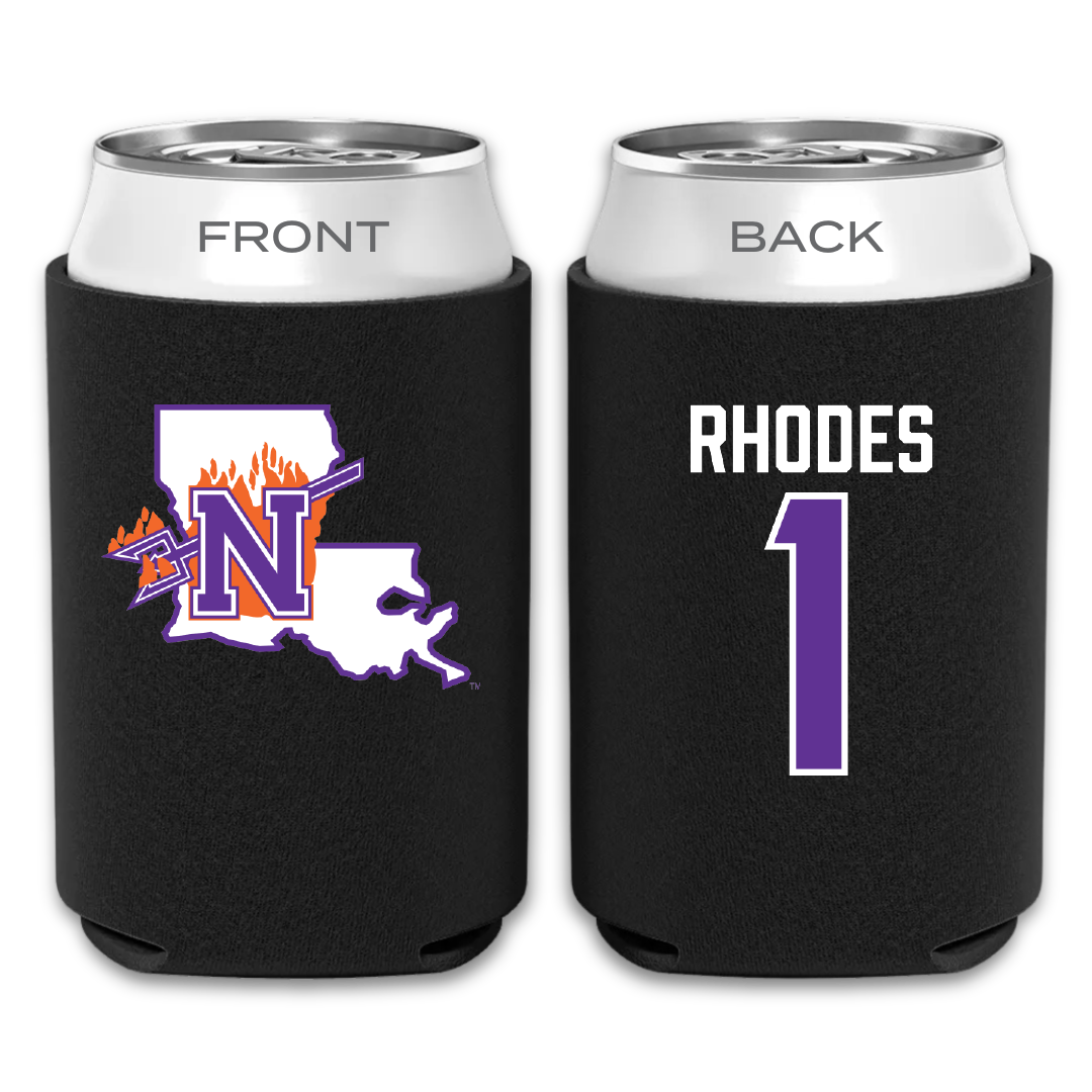 Northwestern State University Football Black Can Cooler - #1 Dylan Rhodes