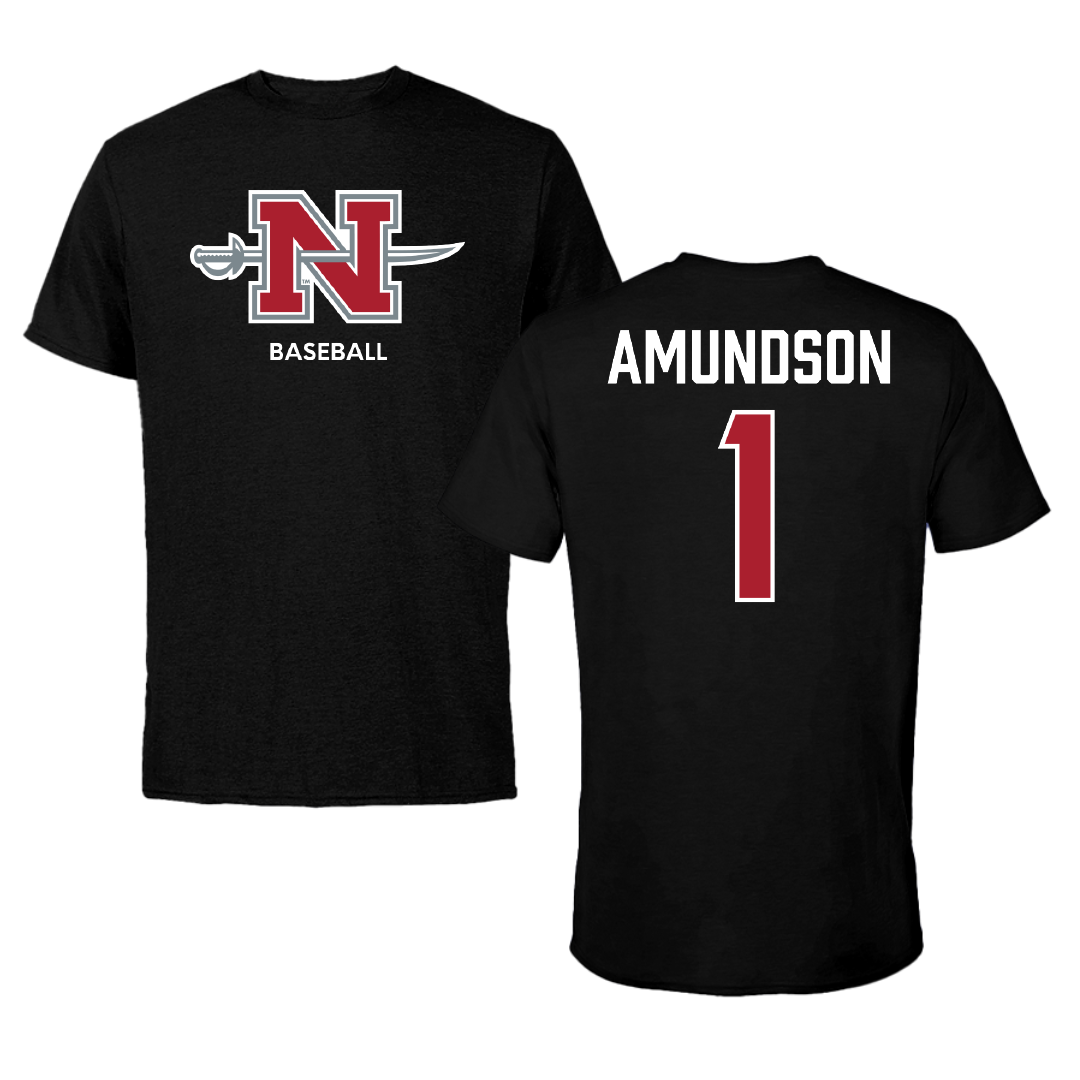 Nicholls State University Baseball Black Mascot Performance Tee - #1 Kaden Amundson