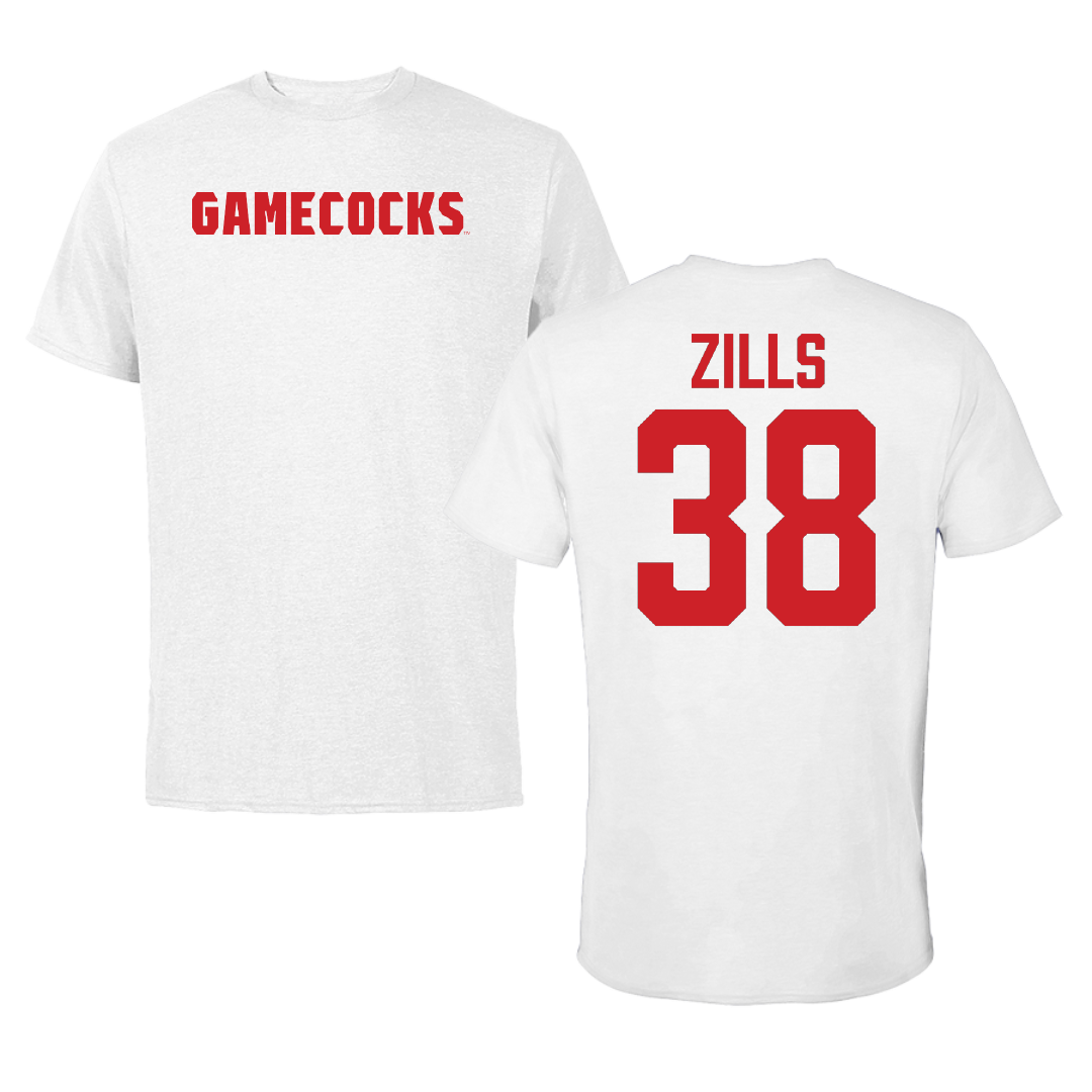 Jacksonville State University Football White Performance Tee - #38 Nate Zills