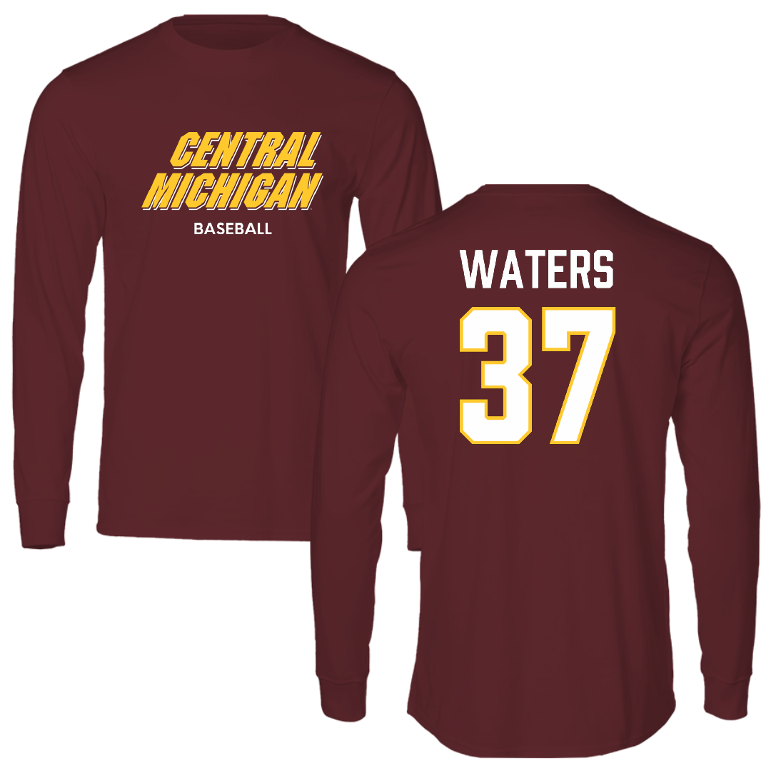 Central Michigan University Baseball Maroon Performance Long Sleeve - #37 Evan Waters