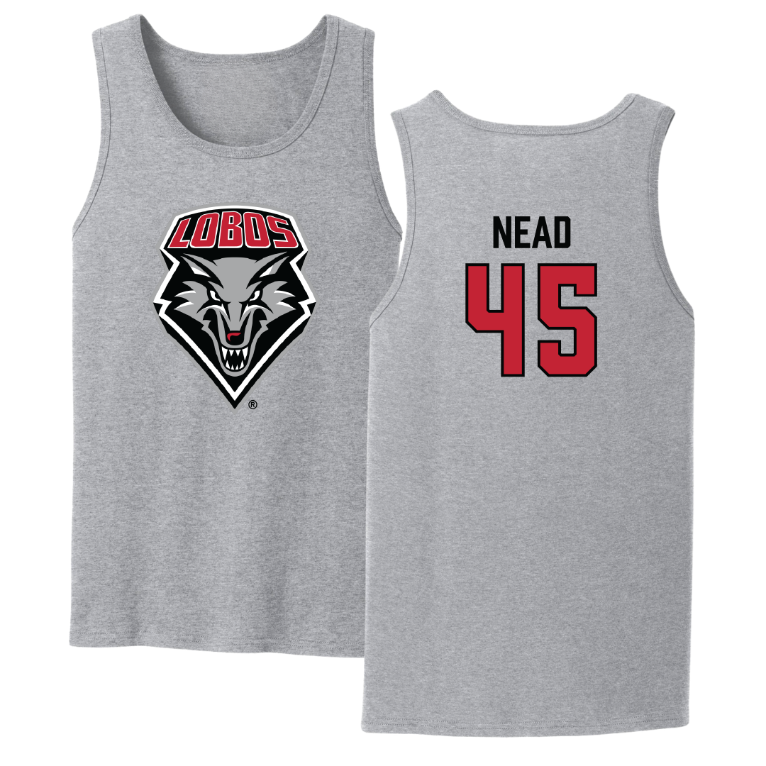 University of New Mexico Football Sport Gray Tank Top - #45 Keayen Nead