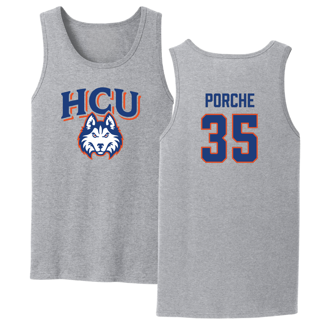 Houston Christian University Baseball Sport Gray Tank Top - #35 Ryan Porche