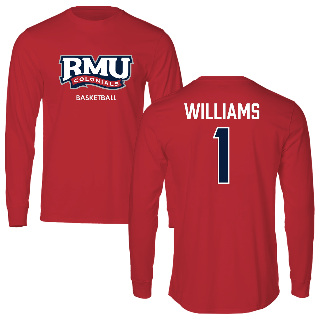 Robert Morris University Basketball (M) Red Long Sleeve - #1 Justice Williams