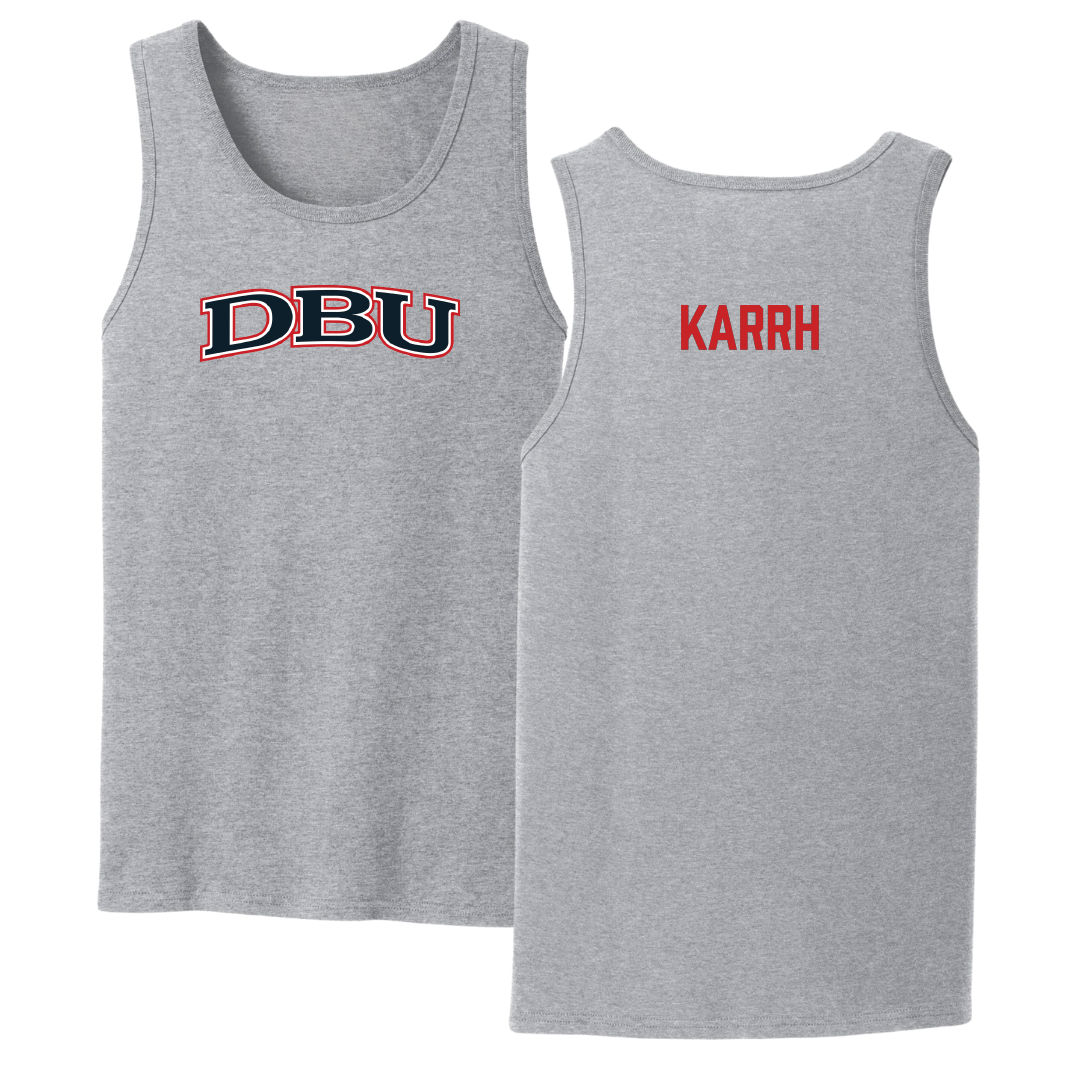 Dallas Baptist University Golf Sport Gray Tank Top - Jordan Karrh