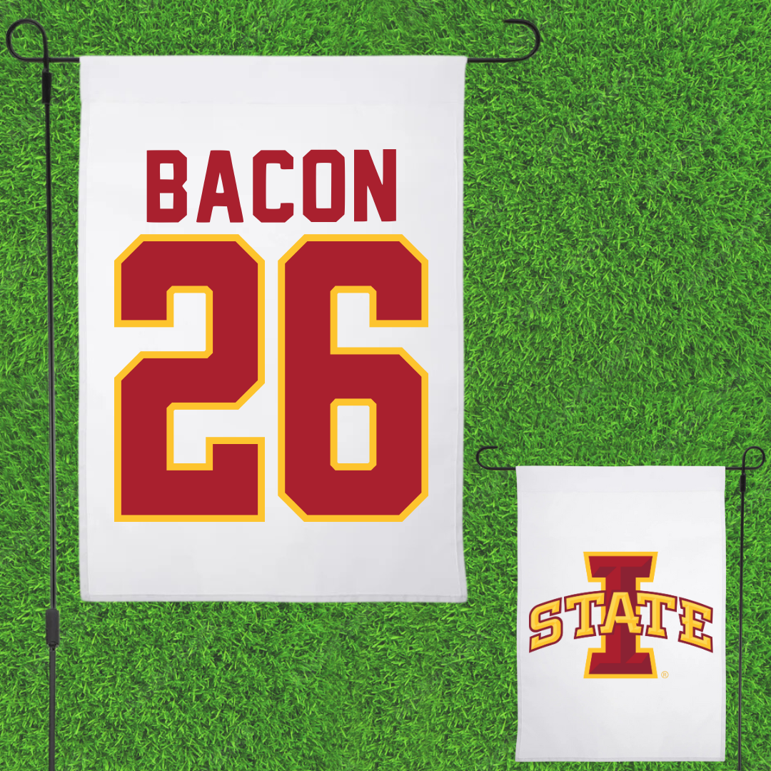 Iowa State University Football White Garden Flag - #26 Caleb Bacon