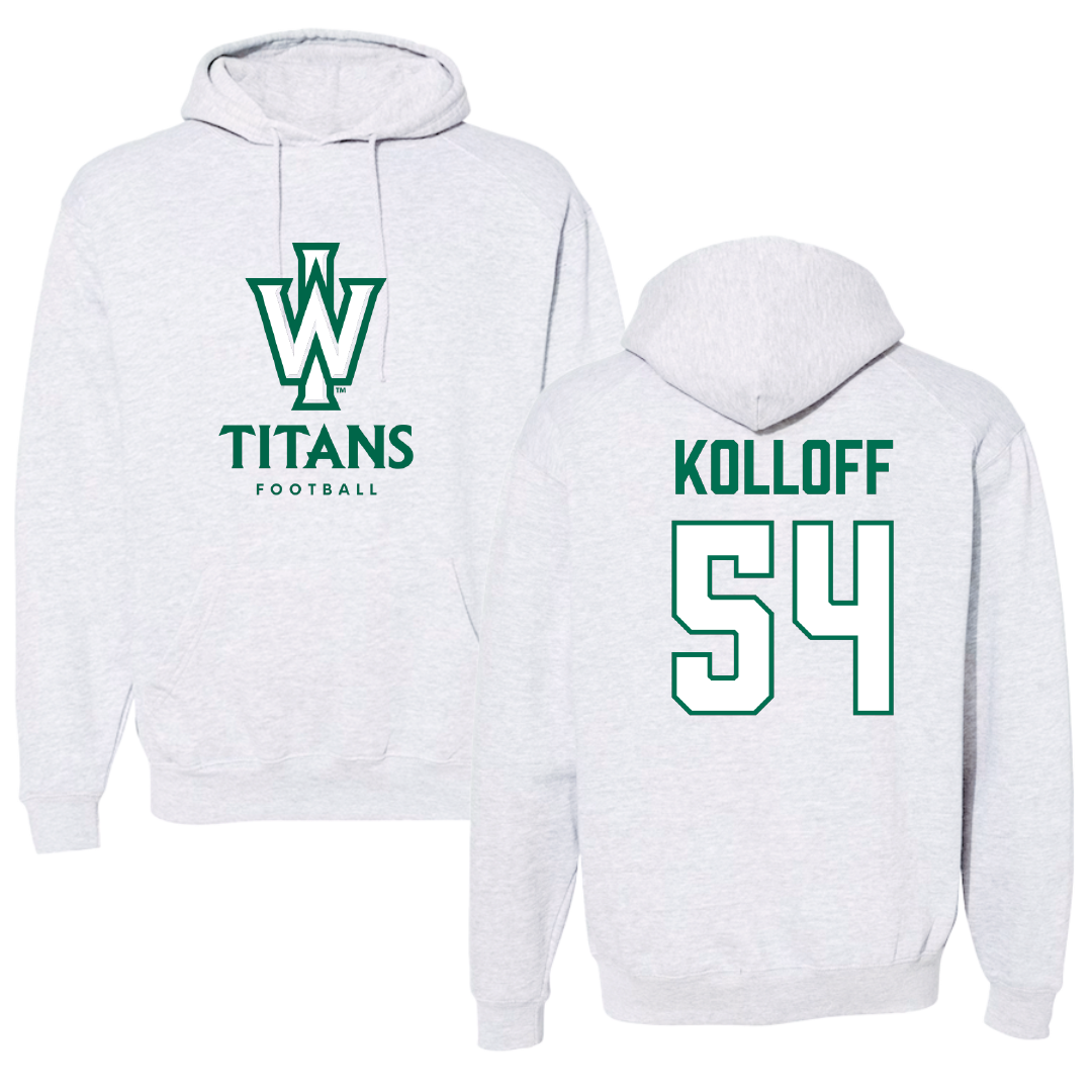Illinois Wesleyan University Football Gray Hoodie - #54 Ethan Kolloff
