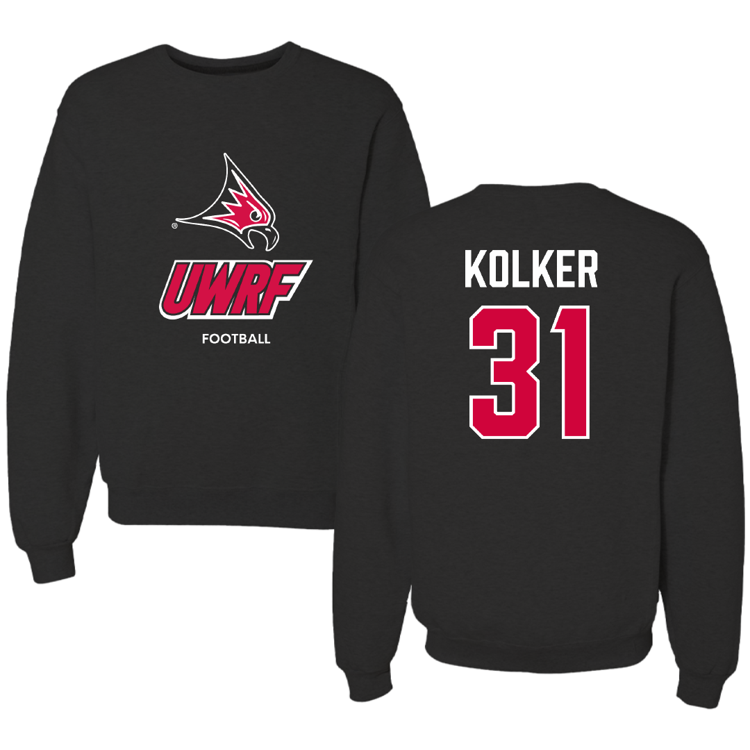 University of Wisconsin-River Falls Football Black Crewneck - #31 Jaden Kolker