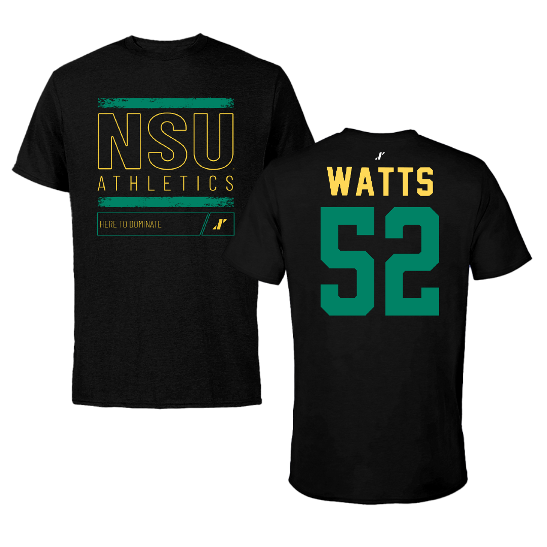 Norfolk State University Football Black Dominate Performance Tee - #52 Matthieu Watts
