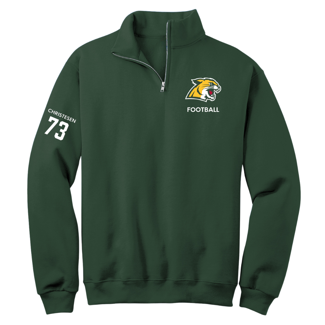 Northern Michigan University Football Forest Green Quarter-Zip - #73 Charlie Christesen