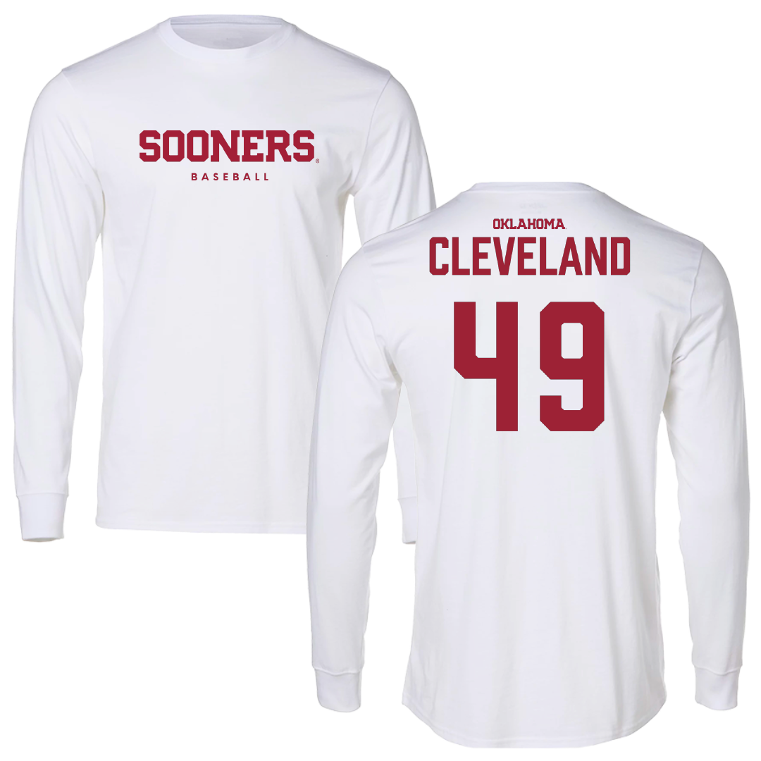 University of Oklahoma Baseball White Sooners Long Sleeve - #49 Jackson Cleveland