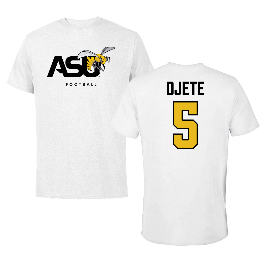 Alabama State University Football White ASU Performance Tee - #5 Dylan Djete