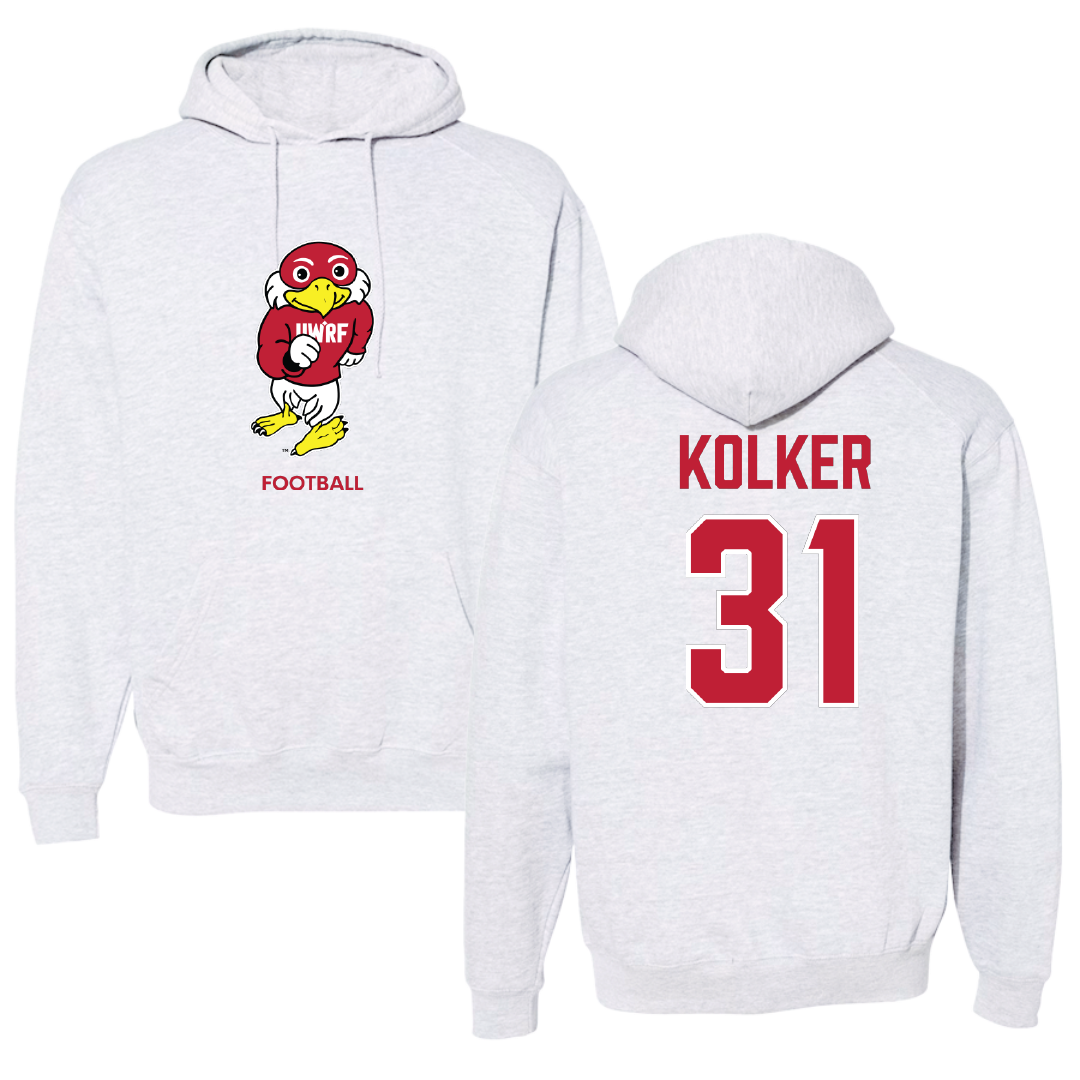 University of Wisconsin-River Falls Football Light Gray Hoodie - #31 Jaden Kolker