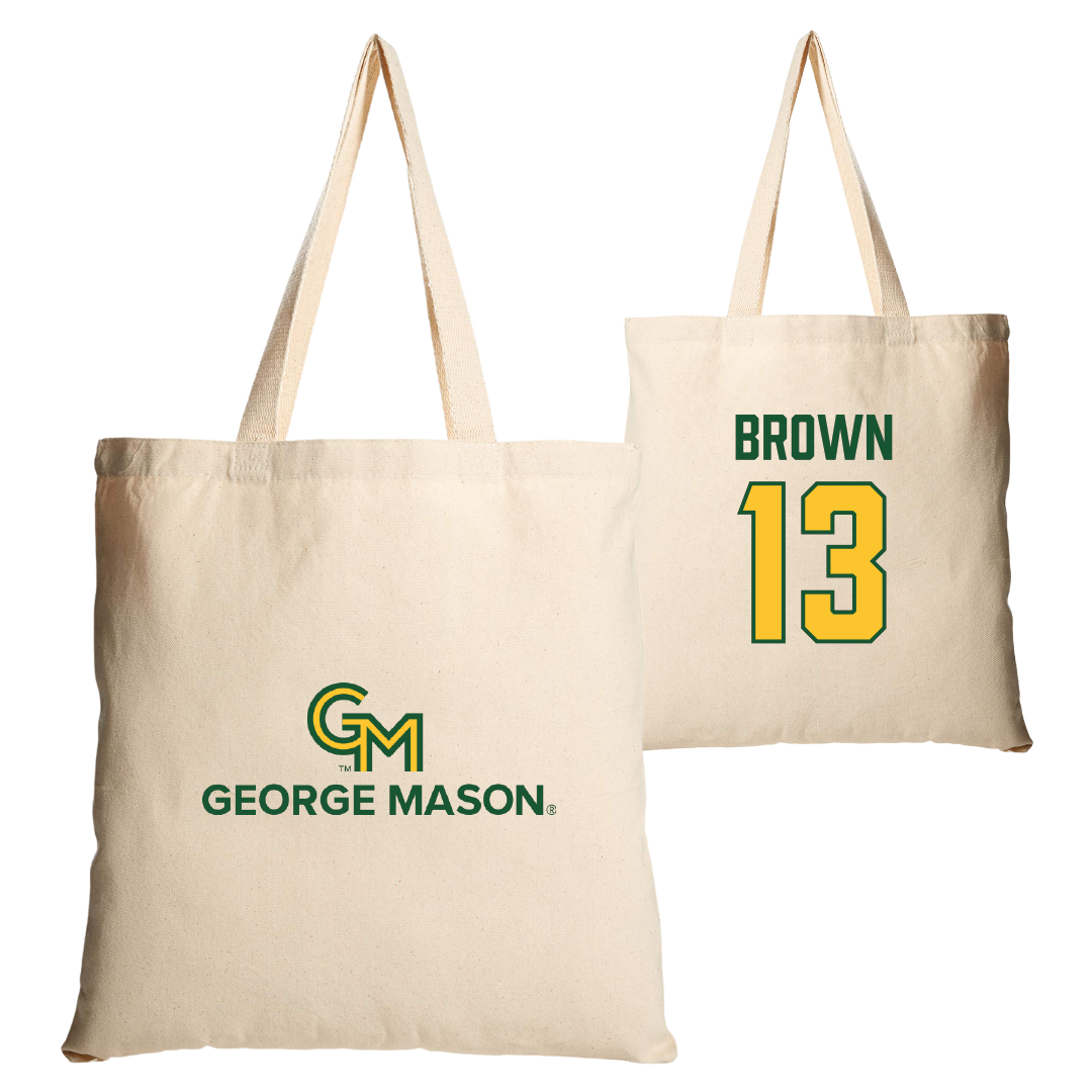 George Mason University Basketball Tan Canvas Tote Bag - #13 Jada Brown