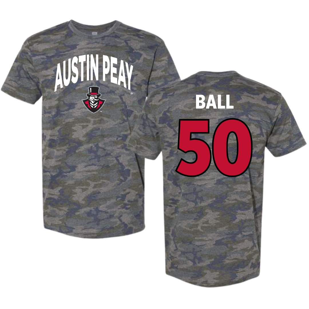 Austin Peay State University Football Vintage Camo Tee - #50 Kendyle Ball