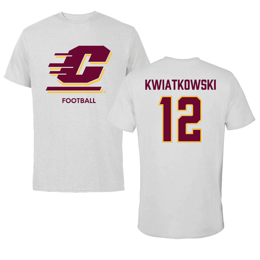 Central Michigan University Football Light Gray Performance Tee - #12 Jordan Kwiatkowski