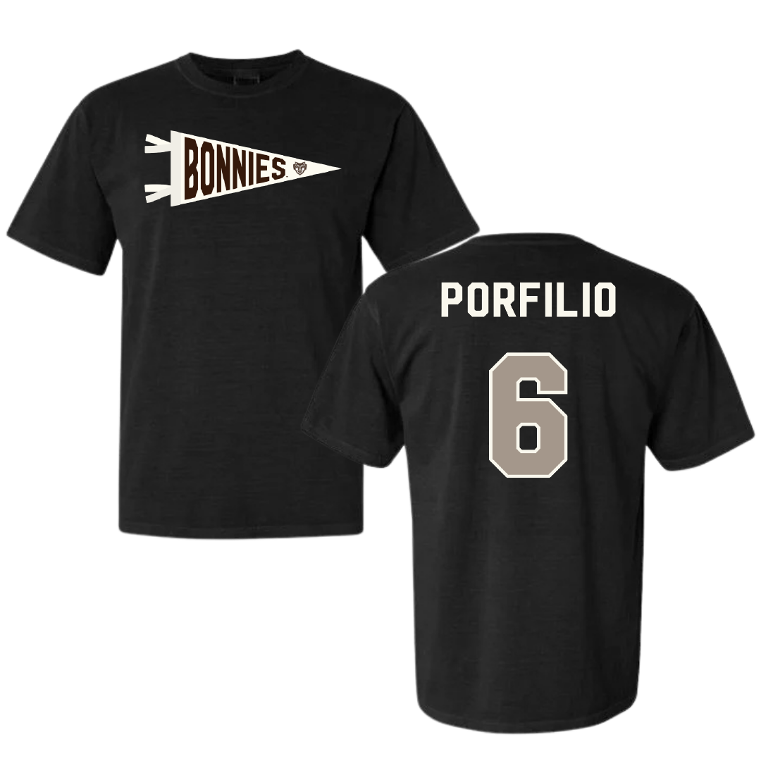 St. Bonaventure University Lacrosse Black Pennant Comfort Colors Tee - #6 Nick Porfilio