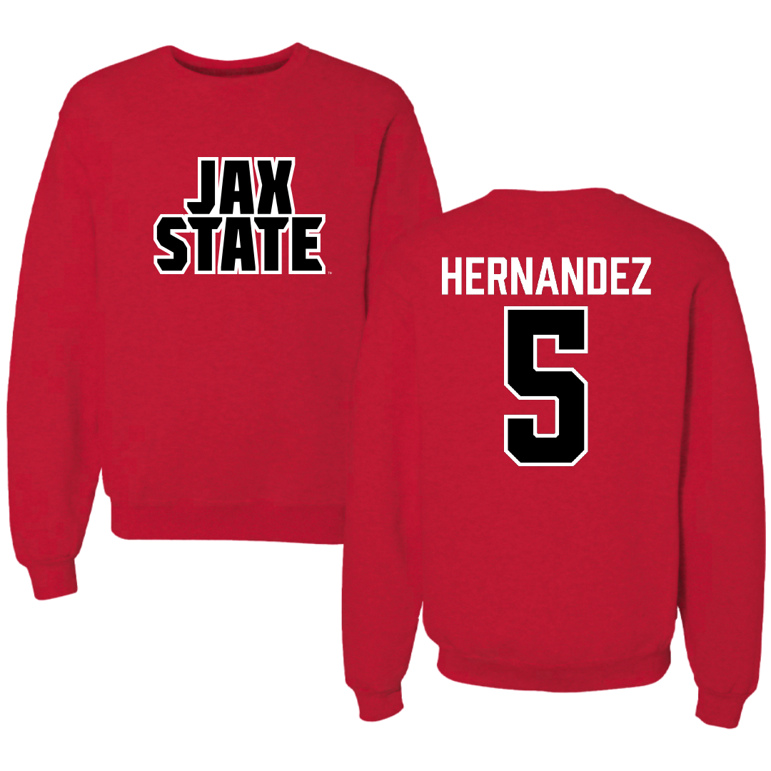 Jacksonville State University Baseball Red Crewneck - #5 Javon Hernandez