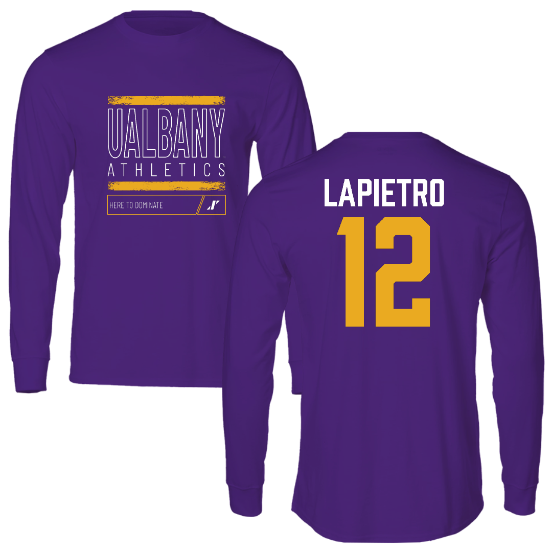 University at Albany Lacrosse Purple Dominate Performance Long Sleeve - #12 Darien LaPietro